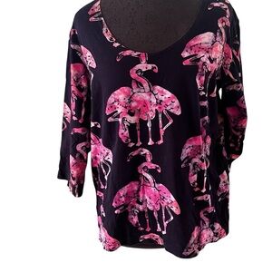 Reggae Run Pink Flamingo Batik Top Size Large